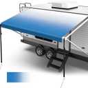 RV Awning Fabric Replacement, 19.5oz Heavy Duty Vinyl, with Tie Down Kits & 7 Hooks & Pull Strap for Trailer Camper Awning- 12'(Fabric 11'2"), Blue Fade