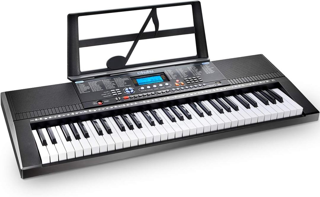 Electric Keyboard Piano 61 Keys, Ohuhu Musical Piano Keyboard with Headphone Jack, USB Port & Teaching Modes for Beginners
