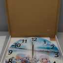 XNM Round Glass Wall Clocks Battery Operated 20 Inch Coastal Analog Large Wall Clocks for Living Room Blue Beach Wall Clock Silent
