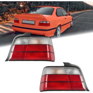 Red/Clear 4 Door Tail Lights Rear Lamp Assembly Compatible for 92-98 BMW E36 3 Series Left Driver Side & Right Passenger Side 63211393431 63211393432