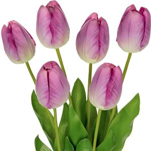 6PCS 23" Fake Tulip Flowers Artificial Violet Tulips Long Stem Faux Flower, Silk Flower Dcor for Floral Arrangement Home Farmhouse Wedding Decoration