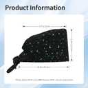 Working Cap with Sweatband Adjustable Cleaning Work Hat Scrub Cap for Women Men Tie Back Hat Nurse Surgical Caps (Starlit sky-1, One Size) (Black)