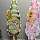 Umigy 3 Pcs Spring Yard Sign Gnome Outdoor Sign with Stakes 32 x 10 Inch Spring Flower Gnome Lawn Decor Spring Yard Decor Spring Lawn Decor for Home Pathway Walkway Decor