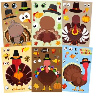 2 x 30PCS Thanksgiving Party Games for Kids - Make Your Own Stickers, DIY Gobble Stickers, Thanksgiving Party Favors