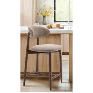 COLAMY Counter Height Bar Stools, Kitchen Bar Stools with Back, Mid Century Modern Upholstered, with Wood Legs for Kitchen Island Dining Room, Camel