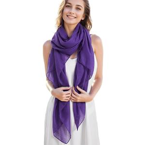 MissShorthair Womens Solid Color Scarfs Long Lightweight Scarf for Women Large Sheer Wrap Shawl (Dark Purple)