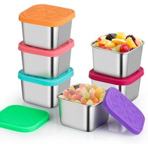 6Pack 6oz Snack Containers for Kids with Silicone Lids Sauce Cups Salad Dressing Containers for Lunch Box