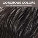 SEVENCOLORS Short Pixie Wigs for Women Layered Natural Looking Dark Brown Wig with Grey Highlights Synthetic Short Hair Women's Wigs