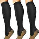 3 Pack Copper Compression Socks - Compression Socks Women & Men Circulation - Best for Medical,Running,Athletic XL