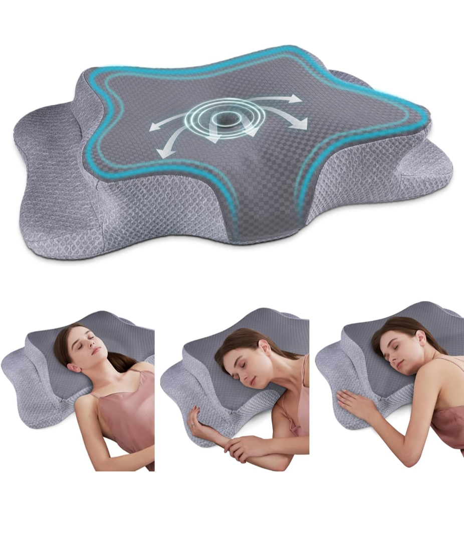 Cervical Neck Pillow for Pain Relief Sleeping, Contour Memory Foam Pillows, Ergonomic Side Sleeper Pillows for Adults, Cooling Orthopedic Neck Support Pillow for Back Stomach Sleepers