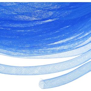 M METERXITY Mesh Tube Ribbon 25 Yards, 10mm Elastic Fabric Ribbons Mesh Tubing for Crafts/Gift Wrapping/Flower Bouquets/Wedding/Birthday/Holiday/Wreaths Christmas/Decoration[Blue]