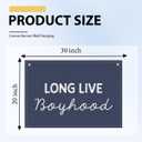 Threegoat Long Live Boyhood Banner, Toddler Boy Room Decor & Linen Wall Hanging Canvas Banner Flag, Boho Nursery Playroom Toddler & Boys Kids Room Decoration - D15