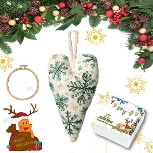 Claemtun 2026 New Embroidery Christmas Ornament Kits, DIY Heart Shaped Hand Embroidered Ornament Kit, Christmas Tree and Home Decoration (Snowflake)