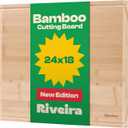 Riveira Two Tone Bamboo Wood Cutting Board  Gourmet Bamboo Grandeur: 24 x 18 Wooden Cutting Board  Wooden Cutting Boards For Kitchen Decorative  Innovative Juice Grooves Wooden Chopping Board
