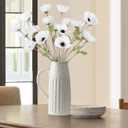 6PCS White Poppy Flowers Artificial 27.5in Faux Poppy Flowers Silk Poppies with Stems for Wedding Bouquet Party Table Centerpiece Arrangement Home Decor(Vintage White)