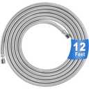 Refrigerator Water Line Kit 12FT, 1Plusselect Premium Stainless Steel Braided Ice Maker Water Line with 1/4 Inch Compression Fittings, Food Grade PEX Inner Hose Tube for Fridge Ice Maker