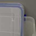 IRIS USA WeatherPro 16 Qt Storage Bins with Lids, 3 Pack, BPA-Free Plastic Gasket Box with Tight Latch and Seal, Stackable Nestable Tote Tub - Clear/Blue