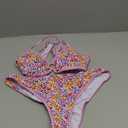 Tainehs Women's Two Piece Bikini Sets O Ring Front Top Ditsy Floral Triangle Swimsuits Cheeky Bathing Suit