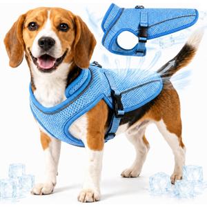 Dog Cooling Vest, Evaporative Cooling Dog Jacket with UV Protection, Lightweight Breathable Mesh Dog Cooling Shirt, Summer Heat Relief Gear with Adjustable Buckles for Hot Weather Walking & Hiking