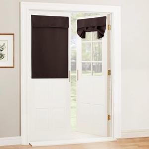 RYB HOME Blackout Door Curtain - Privacy Thermal Insulated Patio/Front/Tricia/French Door Window Curtains Sidelight Curtain Tie up Shade, W34 x L40 inch, 1 Panel, Brown