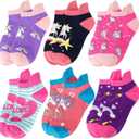 Anlisim Kids Girls Toddler Unicorn Ankle No Show Socks Fashion Novelty Cotton Silly Socks 6 Pairs (5-8 Years)