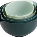 BoxedHome Green Ombre Nesting Plastic Mixing Bowl Set With Pour Spout, Microwave and Dishwasher Safe, BPA free Non-Slip Base, Set of 4 Size 1.7, 2.5, 3.5 and 4.5qt, Great for Prepping, Baking, Cooking