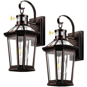 VIANIS Motion Sensor Outdoor Lights, 2 Packs Oil Rubbed Bronze Dusk to Dawn Outdoor Wall Lights Exterior, 100% Anti-Rust Aluminum Front Porch Wall Lantern, Modern Outdoor Wall Sconce for House, E26
