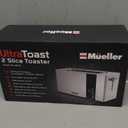 Mueller UltraToast Full Stainless Steel Toaster 2 Slice, Long Extra-Wide Slots with Removable Tray, Cancel/Defrost/Reheat Functions, 6 Browning Levels with LED Display, Housewarming Gifts New Home
