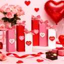 Tradder 6 Pcs Valentine's Day Table Decorations Valentines Table Block Sign Wooden Tiered Tray Decor Love Sign Tabletop Centerpieces, Hug Kiss Me- Gifts for Anniversary Home Wedding Party Supplies