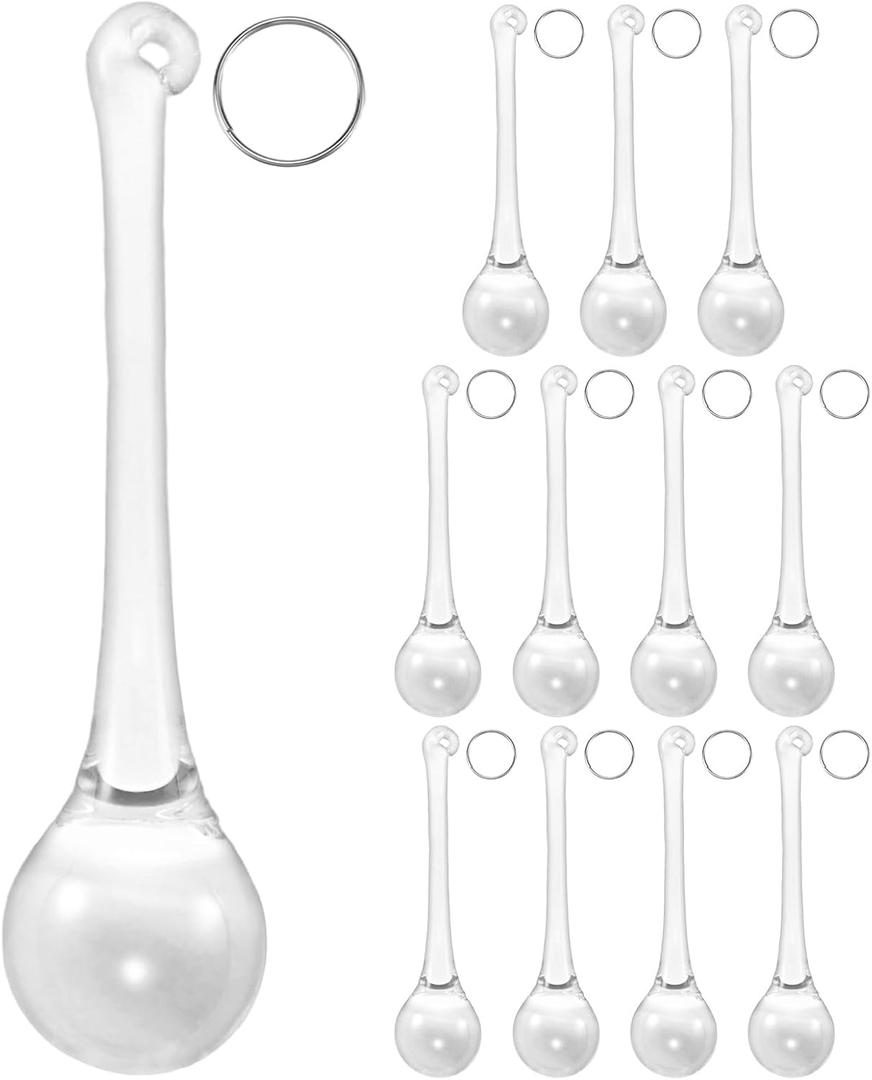 M METERXITY 12-Pack Crystal Raindrop Prisms, 78mm Replacement Chandelier Teardrop Icicle Drops Hanging Pendant for Lamp/Garden/DIY Decoration, Crystal Suncatcher [Clear]