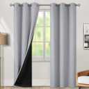 BGment 100% Blackout Curtains for Bedroom with Black Liner, Thermal Insulated Thick Double Layers Total Light Blocking Grommet Window Curtains 84 Inch Length 2 Panels Set, Grey, 52"×18"