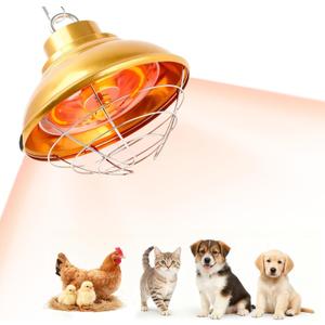 Chicken Heat Lamp 350W,Chicken Coop Heater with Carbon Fiber Bulb, Winter Hanging Heat Lamp for Chickens Brooder, Two-Temperature Adjustable (175/350W) for Puppy, Kitten and Poultry