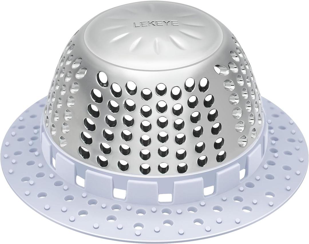 LEKEYE Shower Drain Hair Catcher/Bathtub Drain Cover/Drain Protector for Pop-Up & Regular Drains(Light Blue)