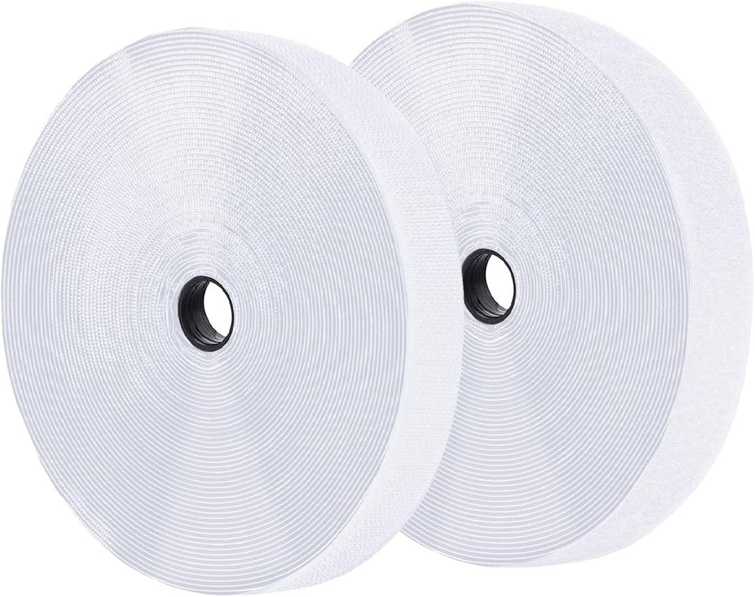 1 Inch x 82 Feet White Self Adhesive Hook and Loop Tape Sticky Back Roll, Nylon Heavy Duty Loop Strips with Adhesive, Multi-Function Hook Tape for Crafting & Wall Hanging - White
