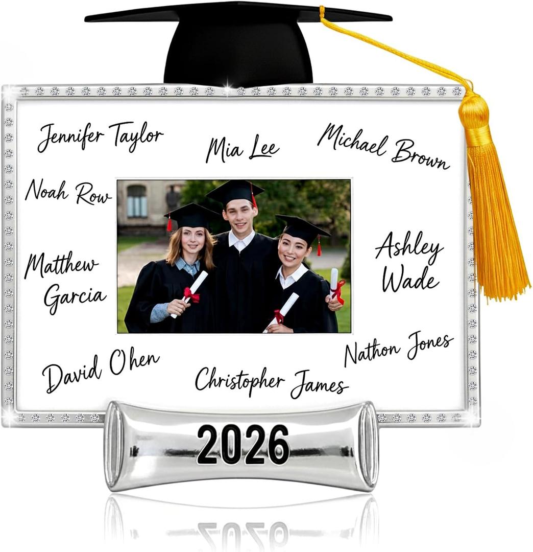 JUSTOTRY Class of 2026 Graduation Picture Frame - Silver Metal Graduation Gifts for High School College, Signature Frame for 4x6 Photo, Graduation Guest Book Alternative, Senior 2026 Graduation Party Decorations & Keepsake
