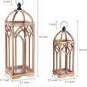 Large Farmhouse Wooden Lantern Decorative Indoor & Outdoor,30‘’/20‘’H Set of 2 Rustic Hanging Candle Lanterns, Wooden Outdoor Lanterns for Patio Front Porch Table, Natural Wood