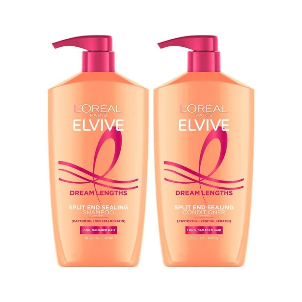 L'Oreal Paris Elvive Dream Lengths Shampoo and Conditioner Kit, Paraben Free, 1 kit (28 Fl Oz (Pack of 2))