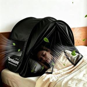 Sleep Bed Tent for Head, Pop-up Blackout Sleep Tent, with Dual-Layer Blackout and Mesh Door Curtains, Head Tent for Sleeping, Night Shifts, Napping, Travel, Dorms, Sunbathing, 30.7" L x 22.4" H x 27.6" W