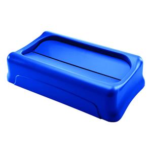 Rubbermaid Commercial Products Slim Jim Trash Can Swing Lid, Blue, Plastic, Compatible with 23 Gallon Slim Jim Containers/Garbage Cans