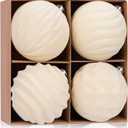 6 Inch Large Cream White Velvet Christmas Ball Ornaments Set, 4 Pcs Big Flocked Beige Shatterproof Hanging Bulbs for Xmas Tree Holiday Party Outdoor Decorations Beige