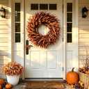 26in Large Artificial Autumn Eucalyptus Wreath (Fall Orange)