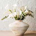 Rustic Ceramic Flower Vase, YBX White Ceramic Vase 5.6 Inches, Retro Distressed Textured Pottery Small Vase, Farmhouse Decorative Vases for Home Decor, Centerpieces, Hallway, Shelf Decorations, White