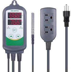 Inkbird ITC308 Freezer Thermostat Heating Cooling Plug Temperature Controller Outlet 110V 1200W Digital Temp Control for Greenhouse Heater Cooler Reptile Brewing Fermentation Kegerator Probe
