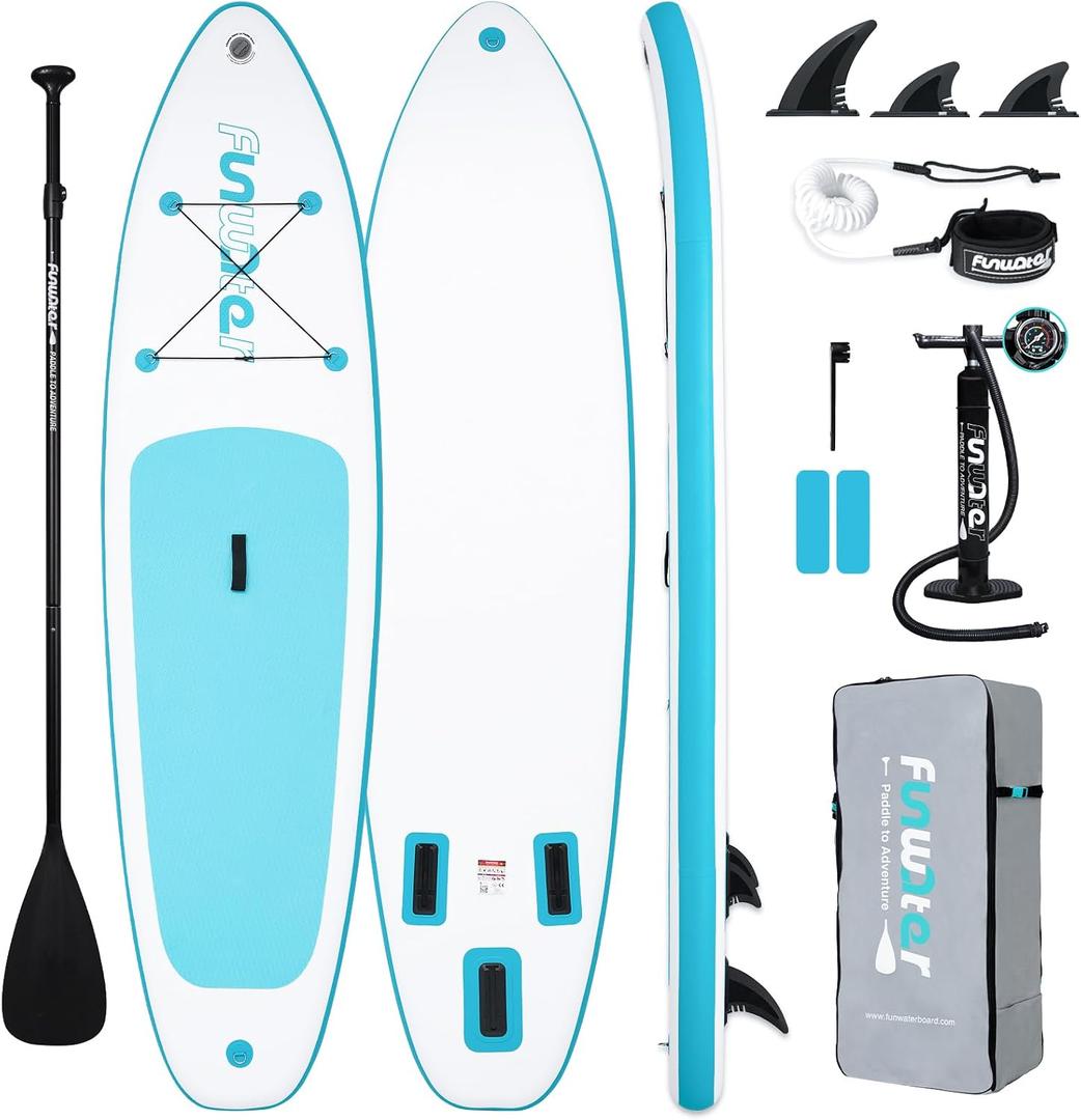 FunWater Inflatable Stand Up Paddle Board with Beginners SUP Accessories,Sky Blue