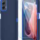 Qinmay Phone Case for Motorola Moto G Power 5G 2024 Case with HD Screen Protector, Heavy Duty Shockproof & Cover Phone Case for Moto G Power 2024,NavyBlue