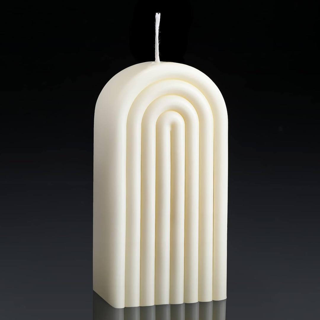 Arch Shaped Candles Geometric Scented Aesthetic Candle Geometric U Shaped Candles Minimalist Candle Aroma Wax Art Decorative Soy for Spa Yoga Birthday Gift Home Party Decor(White)