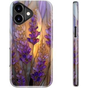 bemal for iPhone 17 Case Cute,Aesthetic Vintage Stained Glass Lavender Girly Shell,Compatible with Magsafe,Trendy Unique Cool Retro Western Protective Slim Silicone Phone Cover for Women Girls