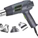 Genesis GHG1500A Dual Temperature Heat Gun Kit With Fast Heat High And Low Settings 572F/1000F, Air Reduction Nozzle, Reflector Nozzle, And Two Deflector Nozzles