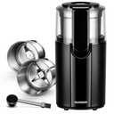 SHARDOR Coffee Grinder Electric, Spice, Herb, Grinder for Coffee Bean Spices and Seeds with 2 Removable Stainless Steel Bowls, Black