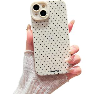 Compatible with iPhone 14 Case Cute Aesthetic Polka Dot Pattern Design for Girls Women, Soft Silicone Shockproof Protective Designed for iPhone 14 Case-White